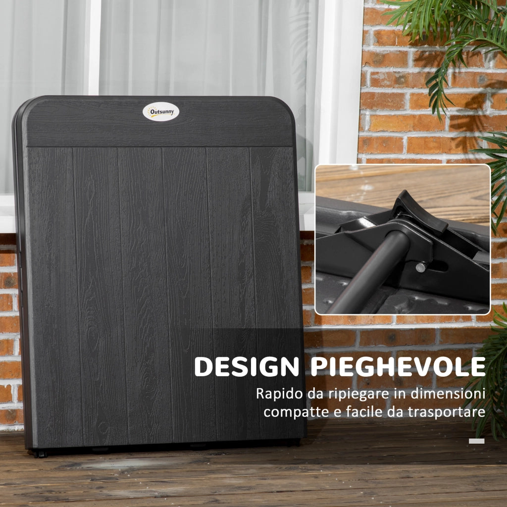 Tavolo da Giardino Pieghevole per 6 Persone in Acciaio e HDPE, 180x75.5x73cm, Grigio Scuro