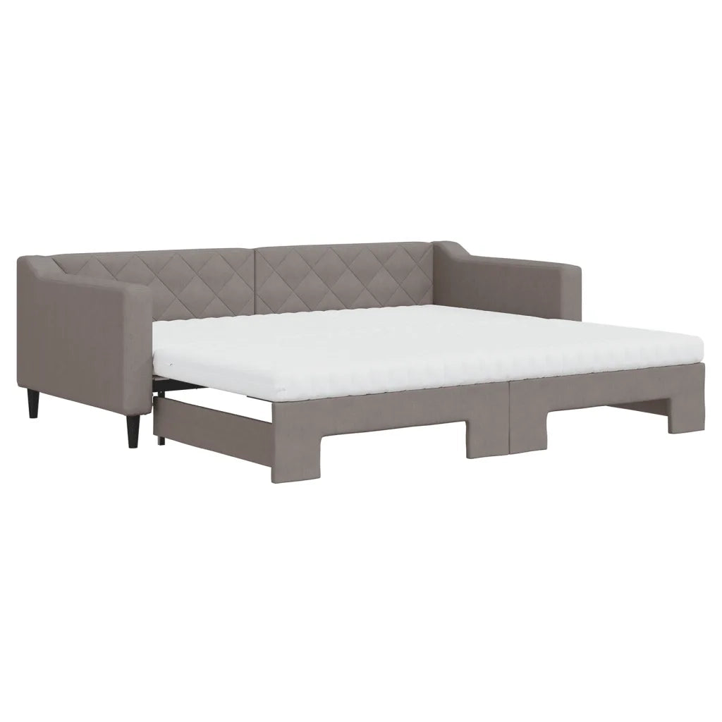 Divano Letto Estraibile con Materassi Tortora 90x200 cm Tessuto 3197447