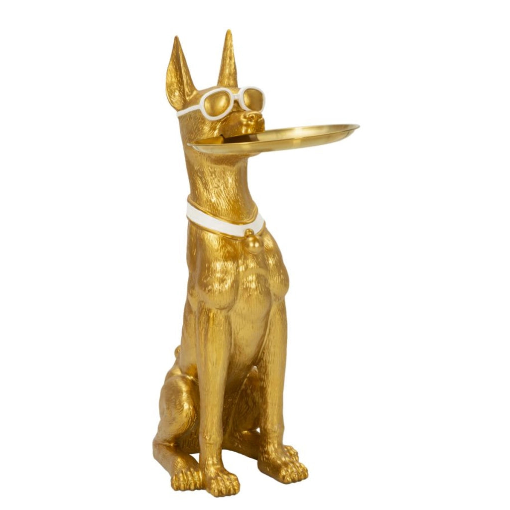 Vassoio Cane 17, Oro, Poliresina, 27x51x74 cm