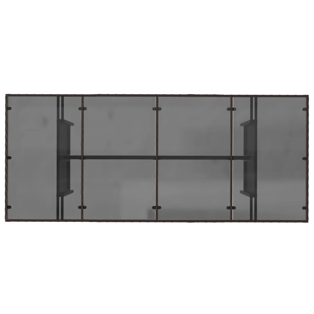 Tavolo Giardino Piano Vetro Marrone 190x80x74cm Polyrattan 365305