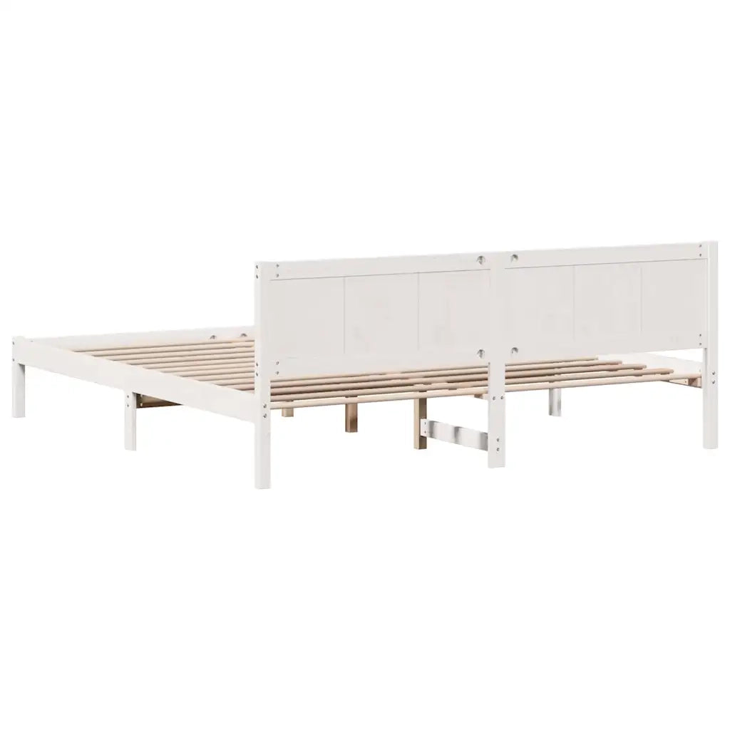 Struttura del letto-Giroletto-Rete del Letto Bianco 200 x 200 cm Legno massello di pino 661931