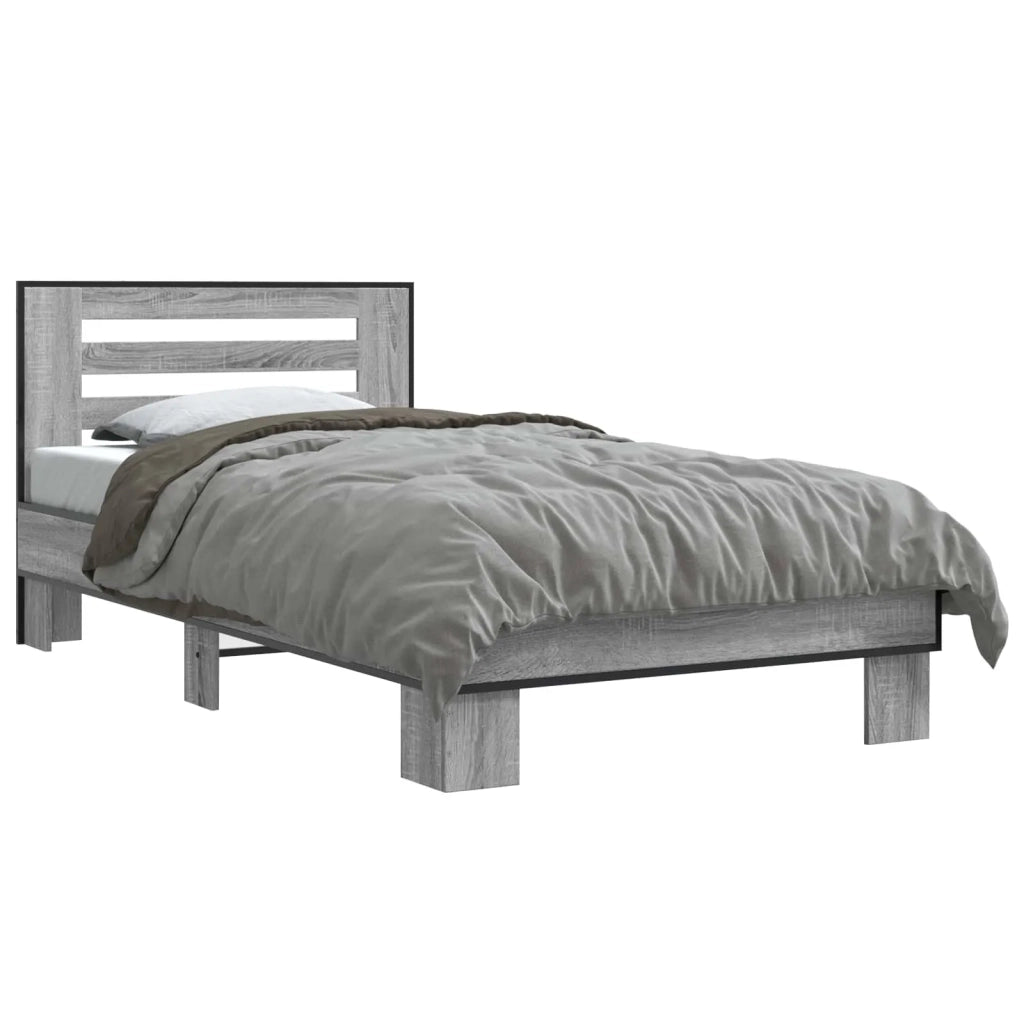 Struttura letto con testata-Giroletto Sonoma grigio 80 x 200 cm 618917