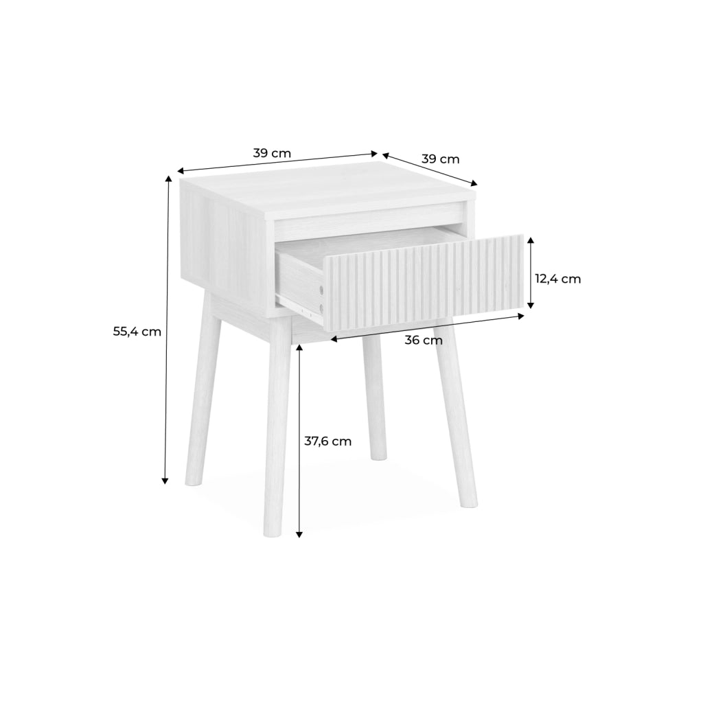 Set 2 comodini effetto legno con cassetto, noce
