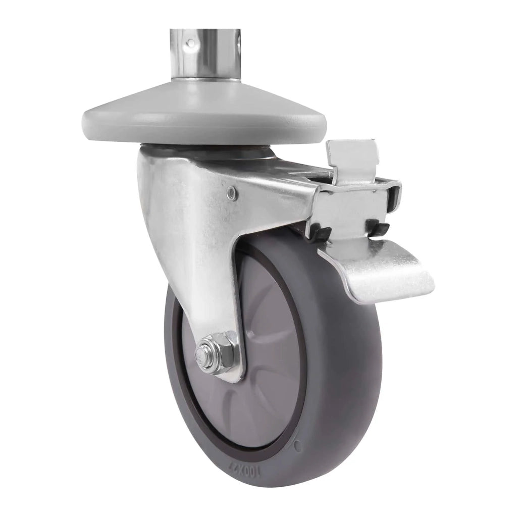 Carrello di servizio in acciaio inox con 2 vassoi e 1 contenitore portata max 500 kg tubi tondi 14_0005025