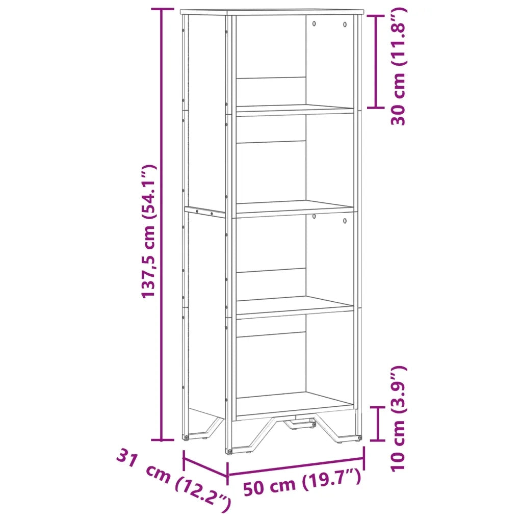 Libreria-Scaffale per Libri-Mobile di Stoccaggio Rovere Marrone 50x31x137,5 cm in Truciolato