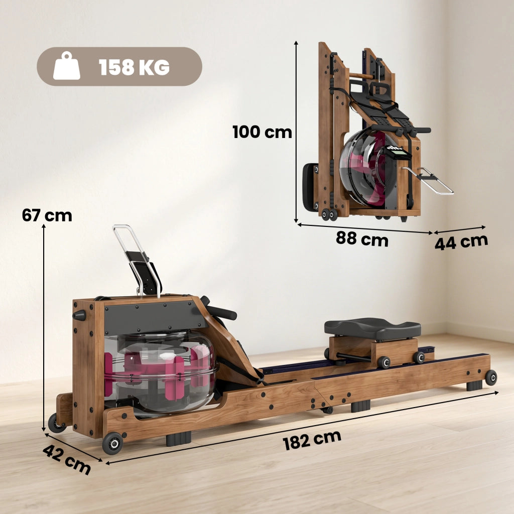 Vogatore ad Acqua Pieghevole ¨C Xylo ¨C Doppio Binario Alluminio Bluetooth 182x42x67cm Quercia