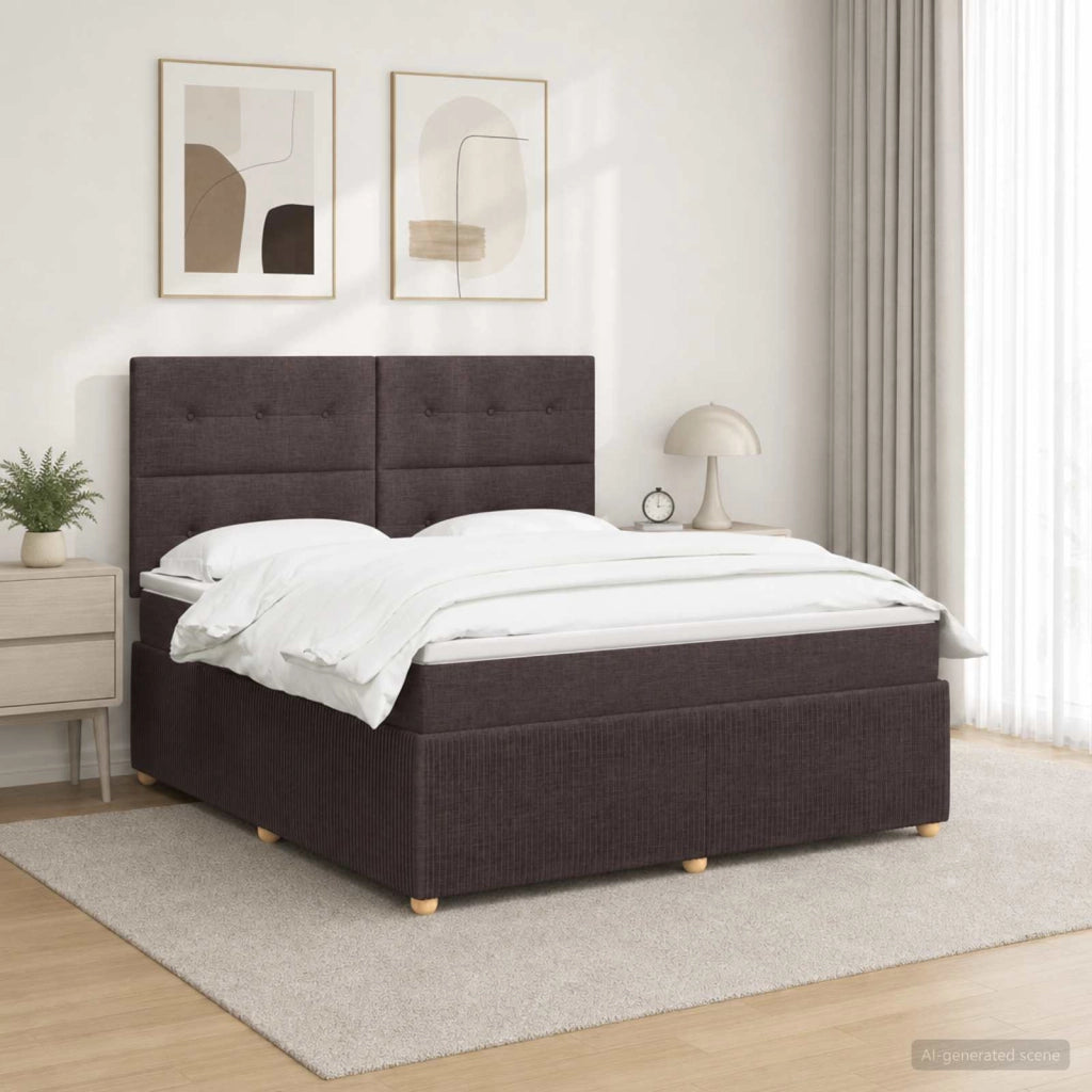 Letto Box Spring LED con Materasso Marrone Scuro 180 x 200 cm 3455919
