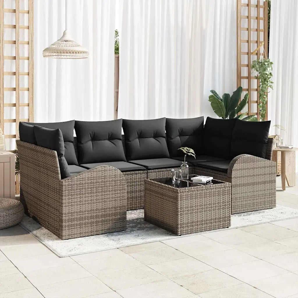 Set Divano da Giardino Grigio 55 x 55 x 37 cm polyrattan