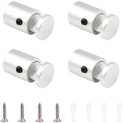 Muro di Sostegno con 4 Pezzi - Barra di Supporto in Alluminio - Orecchio di Vetro - Clip di Promozione - Argento - Qualità - Montaggio a Parete