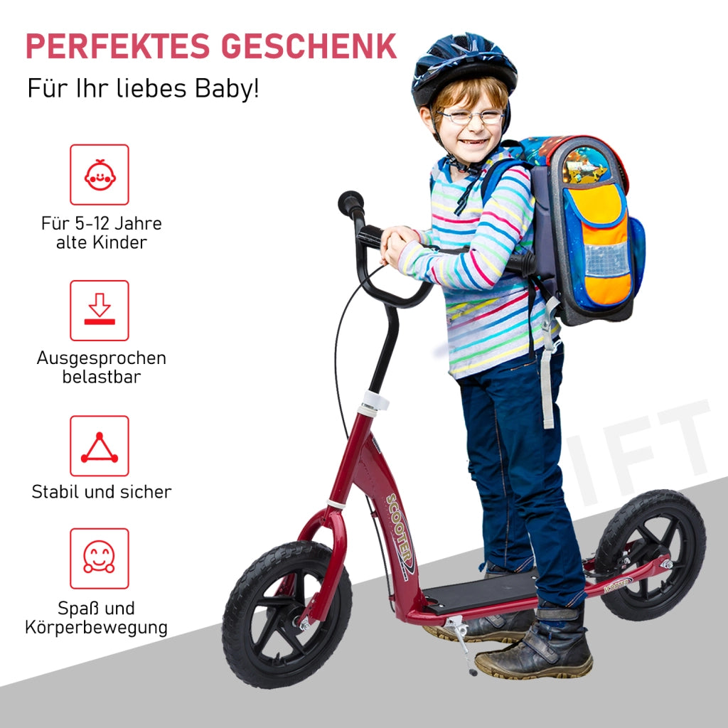 Scooter per Bambini con Freni e Ruote Grandi ¨C Zephmum ¨C Rosso