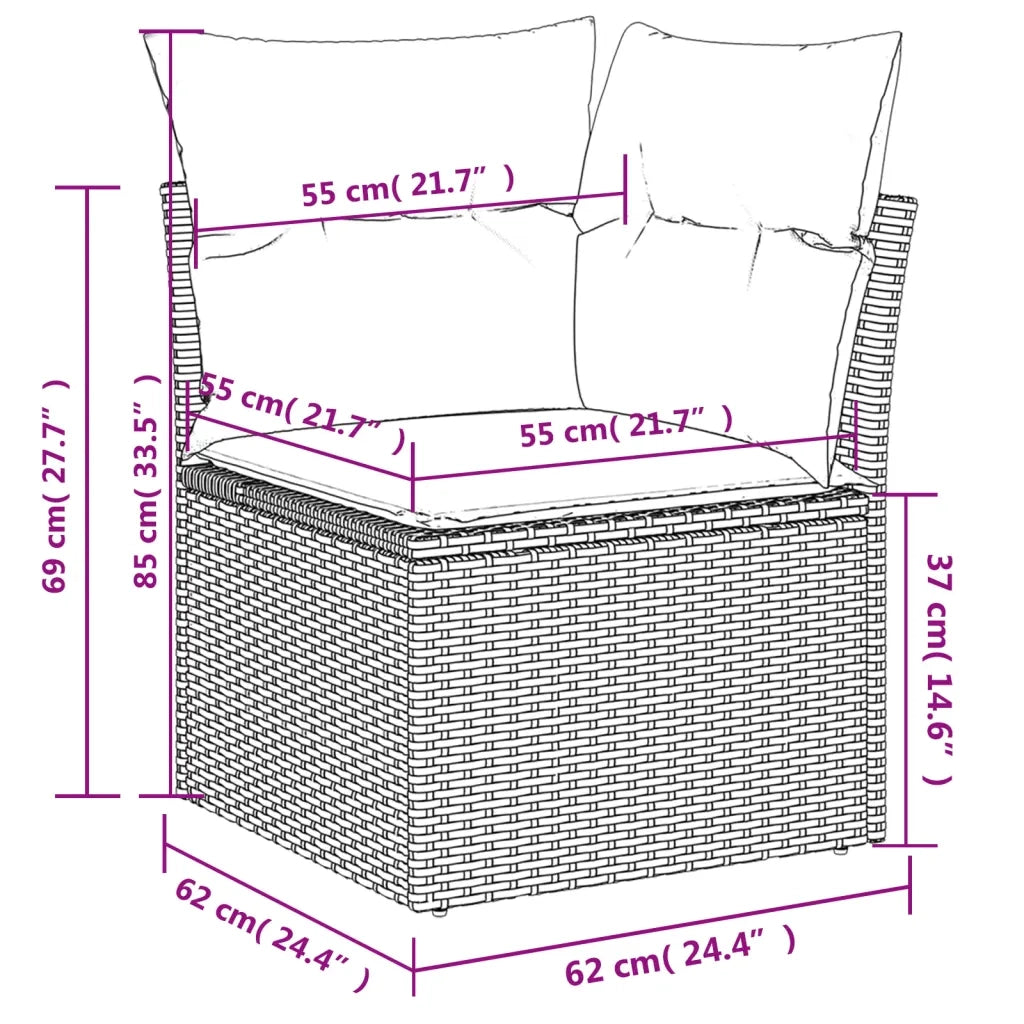 Set Divani da Giardino 11 pz con Cuscini in Polyrattan Nero 3226084