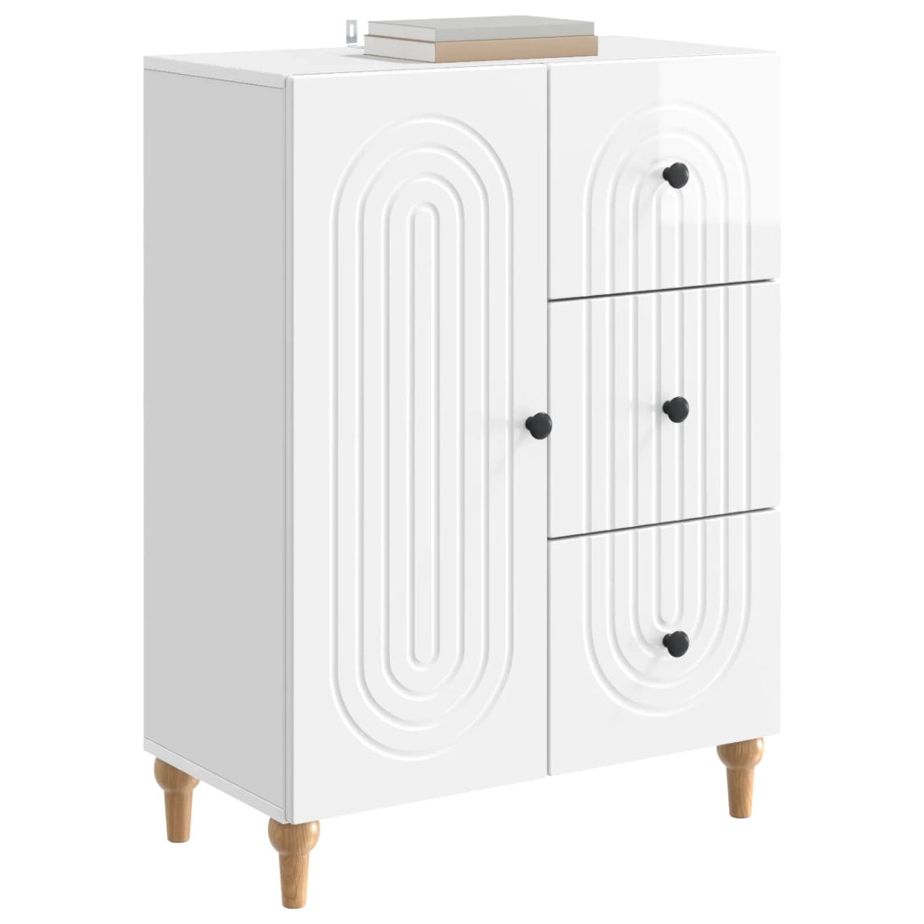 Credenza | Madia | Buffet da pranzo | Armadio da pranzo Bianco Lucido 66 x 34,5 x 90 cm Legno ingegnerizzato