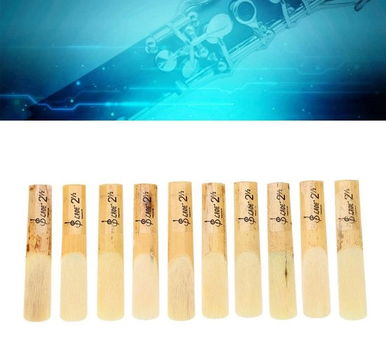 Ricambi per Clarinetto - Rietten 10 pezzi - Pianura B 2.5 - Materiale Kunststof/Hout - Adatto per Clarinetto Tradizionale - Facile da utilizzare - Dimensioni 6,8 x 12 mm - Rietto