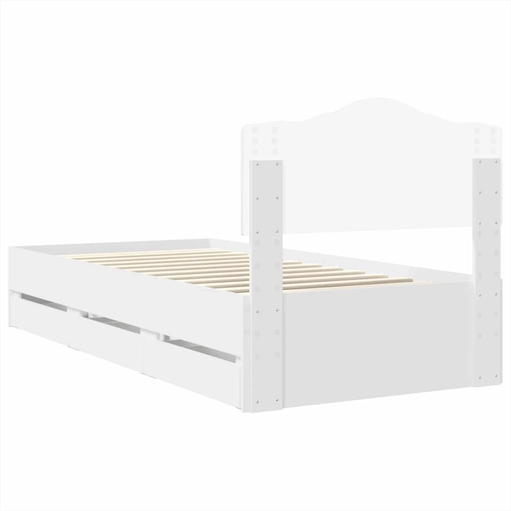 Letto singolo | Letto per adulti | Struttura del letto Bianco 100 x 200 cm Legno Ingegnerizzato