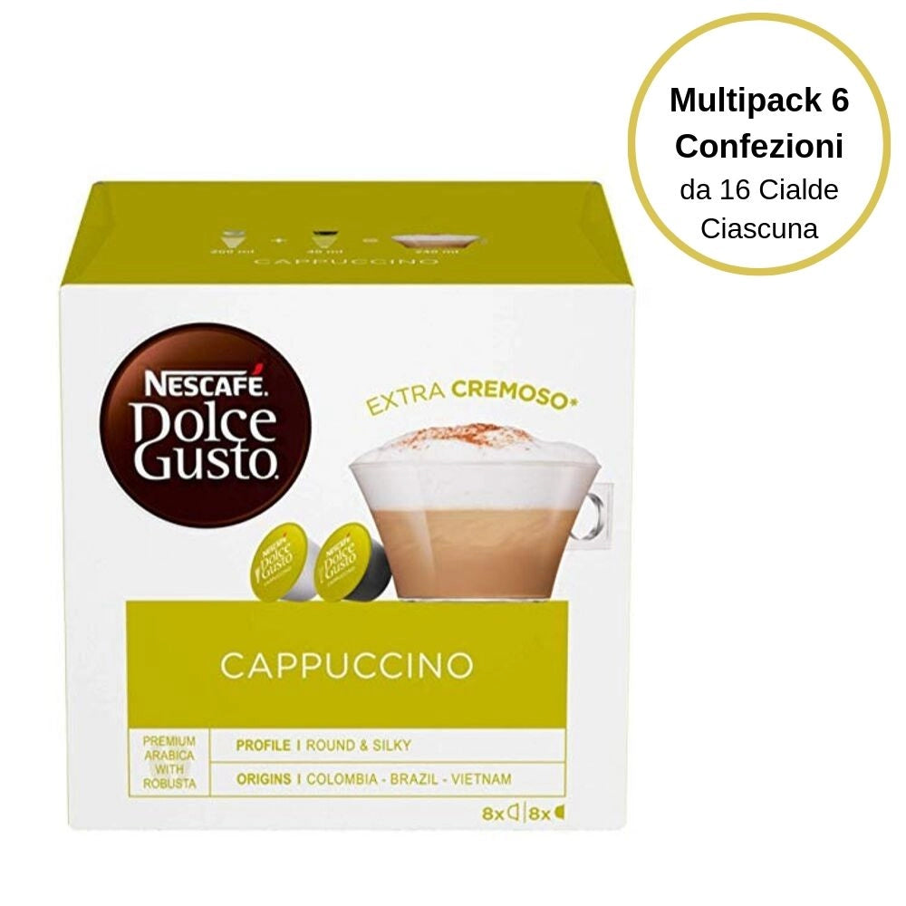 Nescafe' dolce gusto cappuccino caffe' in capsule multipack 6 confezioni da 16 capsule ciascuna
