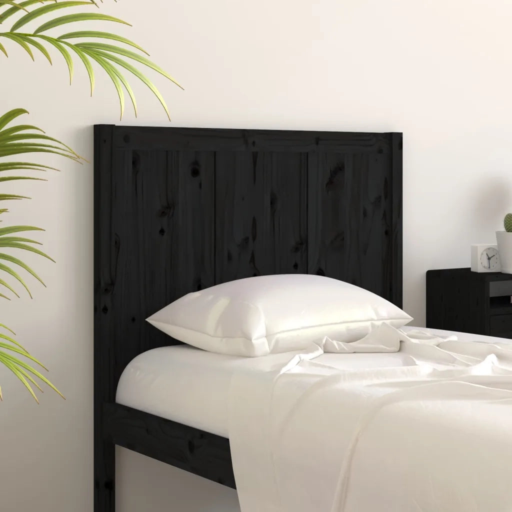 Testiera per Letto-Testata-Testiera Decorativa Nera 95,5x4x100 cm in Legno Massello di Pino 181261
