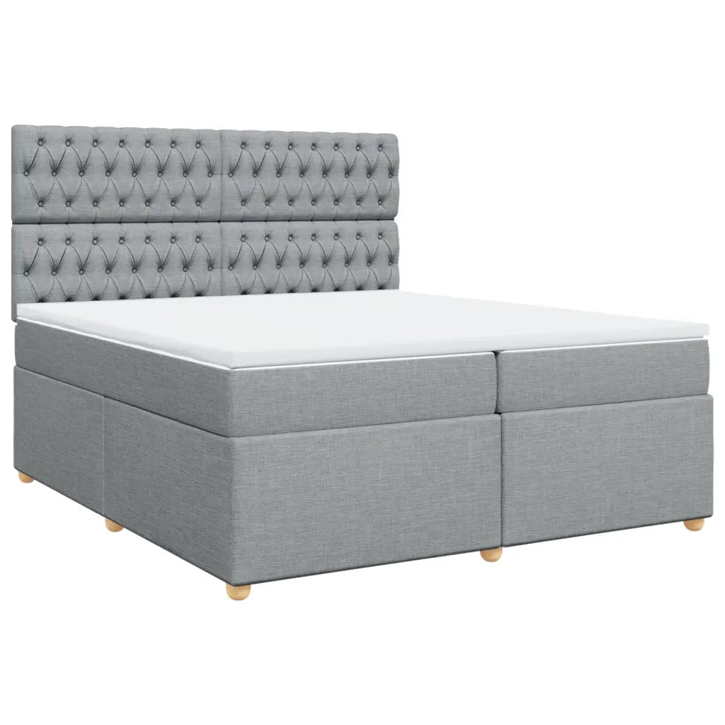 Giroletto a Molle con Materasso Grigio Chiaro 200x200cm Tessuto