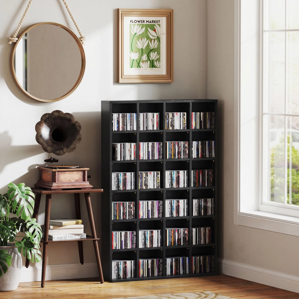 Libreria per CD e DVD ¨C zephmum ¨C 89x130.5 cm, nero, legno