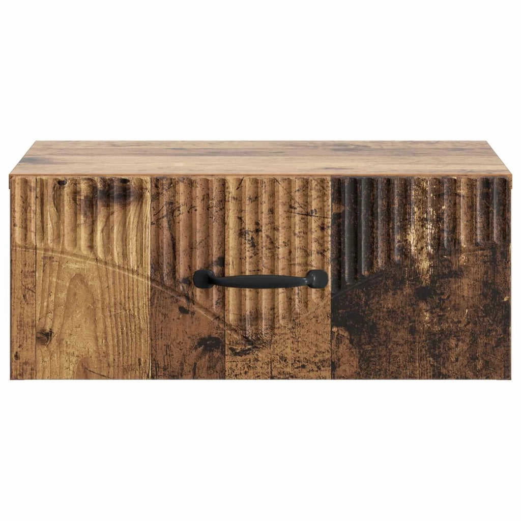 Set di 2 Comodini | Armadio da Notte | Mobiletto da notte a muro Legno antico 49 x 34,5 x 20 cm