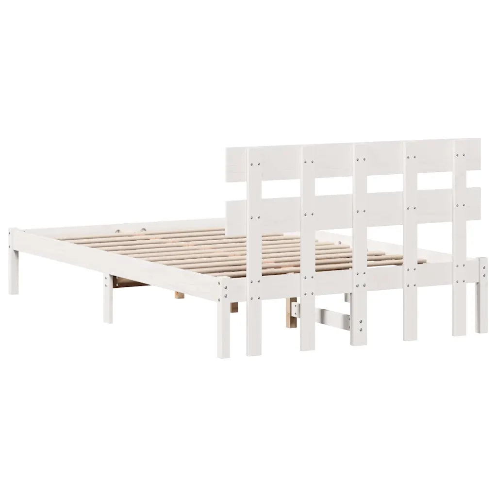 Letto matrimoniale | Letto per adulti | Struttura del letto Bianco 135 x 190 cm Legno massello di pino