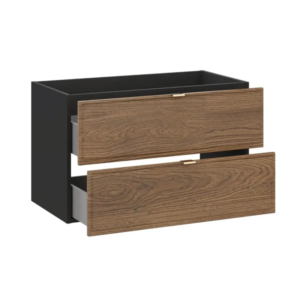 Mobile sottolavabo SAVIA 80 cm marrone e nero – 2 cassetti – sospesi