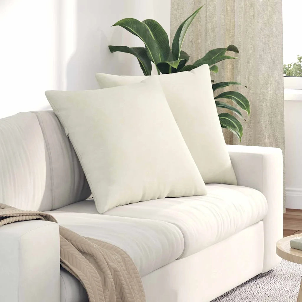 Cuscini da Divano 2 pcs Crema 60 x 60 cm Tessuto in Cords 42014023