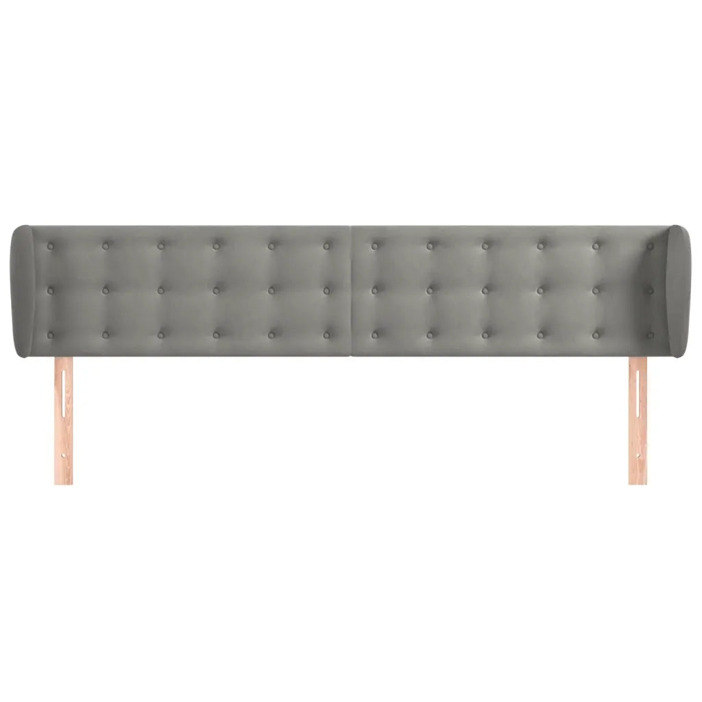 Testiera ad Orecchio-Testata con Orecchie Grigio Chiaro 203x23x78/88 cm in Velluto 949850