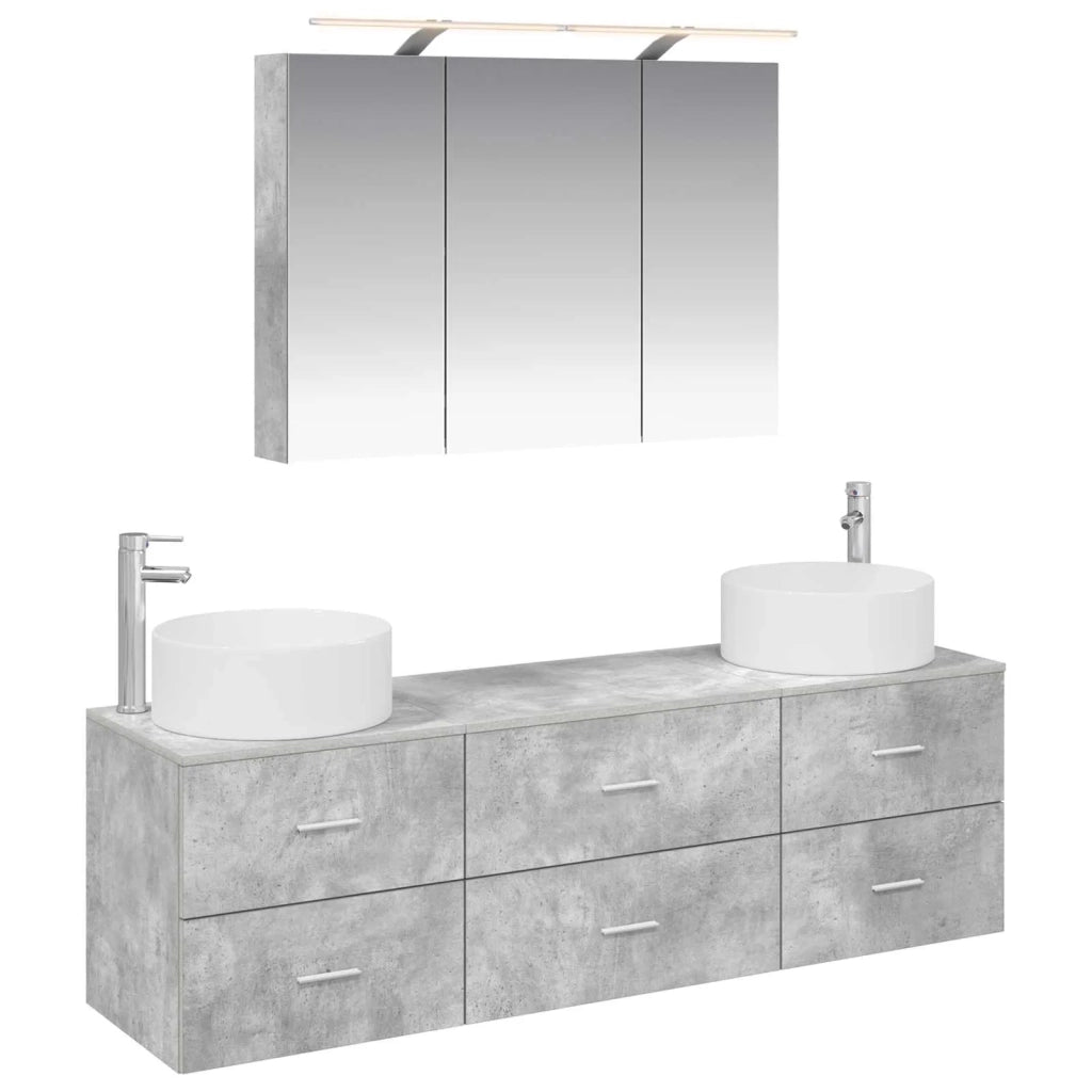 Set di mobili per il bagno 4 pz Grigio Cemento 3407058