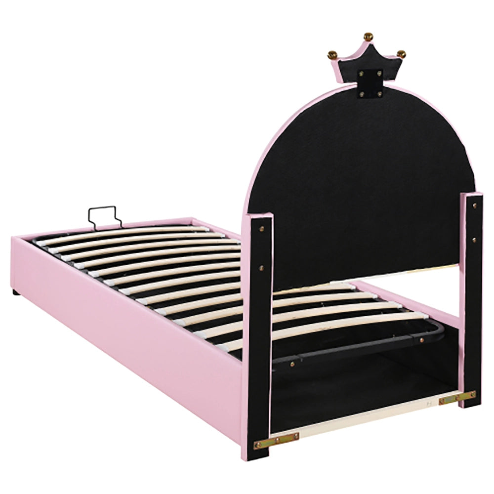 Letto a baldacchino per bambini - Xylo - 90x200 cm - Rosa - Testiera regolabile in altezza
