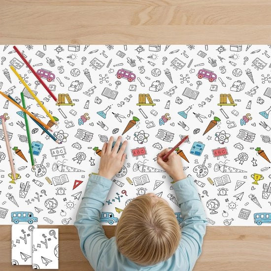 Tavolino per la scuola con tovaglia decorativa per bambini, decorazione per la scuola, 120 x 180 cm