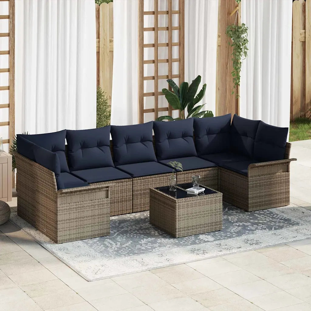 Set Divano da Giardino 8 pcs Grigio polyrattan 3345285