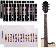 Stickers per tastiera chitarra - colorati per fretboard - ideali per principianti - neri e trasparenti - per imparare a suonare la chitarra - utili per gli apprendenti