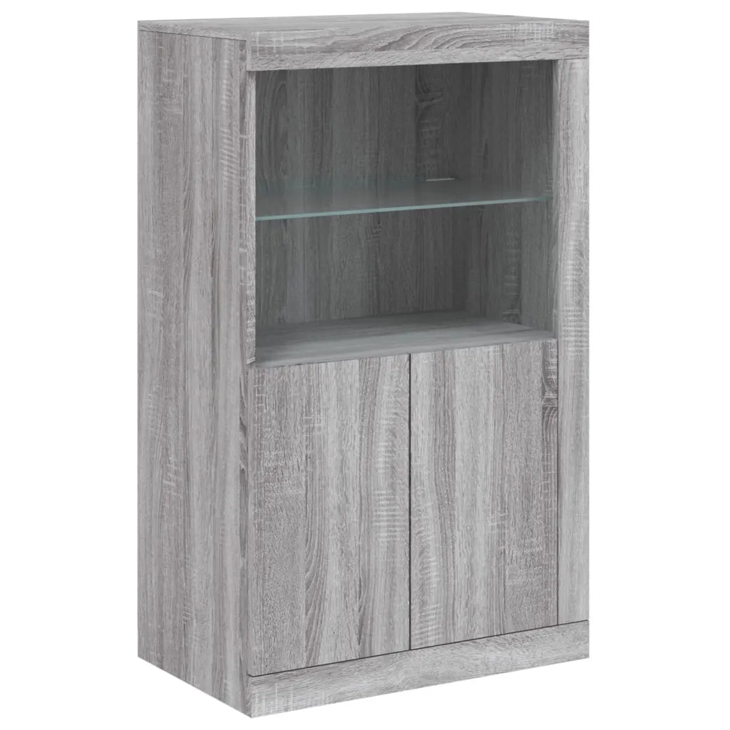 Credenza | Madia | Buffet da pranzo | Armadio da pranzo con Luci LED Grigio Sonoma 162x37x100 cm