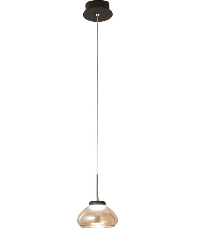 Arabella - Lampada a sospensione singola di Fabas Luce - Led 8W - Lampada da soffitto Diametro 14cm Ambra