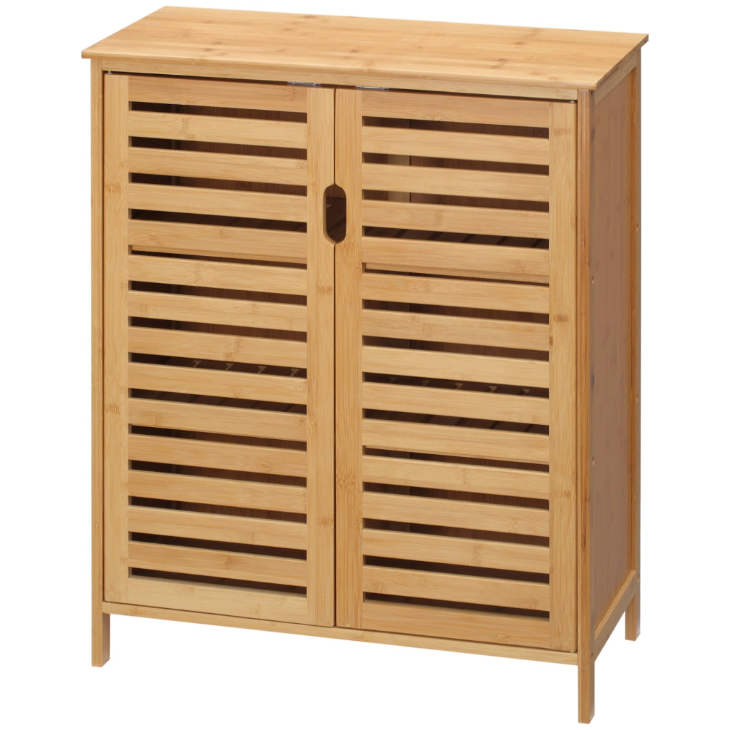 Mobile Bagno Moderno a 2 Ante con 2 Ripiani Ventilati in Bamb¨´, 68x32x86 cm, color Legno