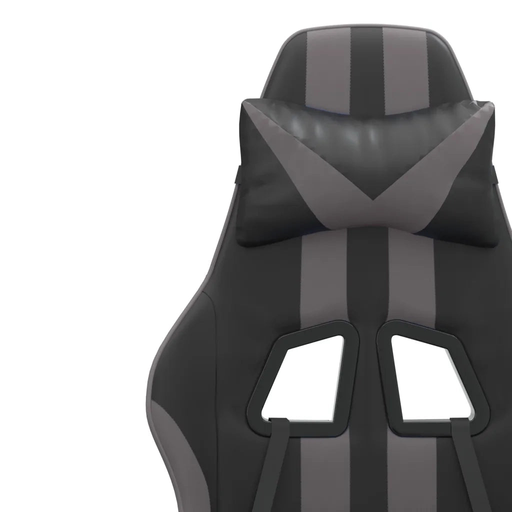 Sedia da Gaming | Sedia da e-sports Girevole Poggiapiedi Nero e Grigio Similpelle
