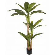 Albero di Banano Artificiale 180cm con 3 Fusti e 20 Foglie Realistiche, Pianta Tropicale Decorativa per Interni, Uffici,