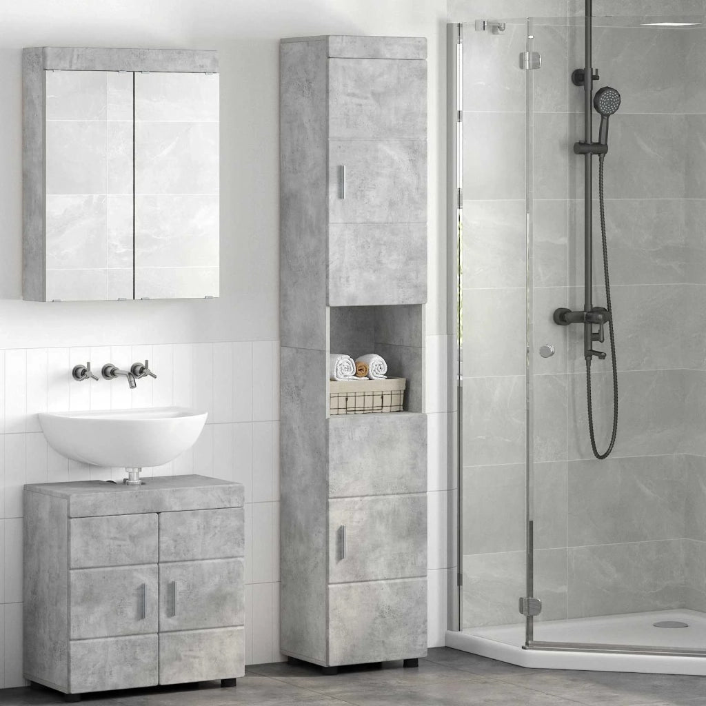 Set di Armadi da Bagno TULUM Grigio cemento 37 x 31,5 x 203 cm 880354