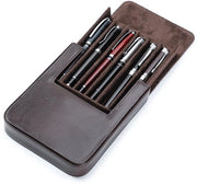 Etui in pelle per 6 penna, borsa portatile in pelle con chiusura magnetica nascosta (caffè)