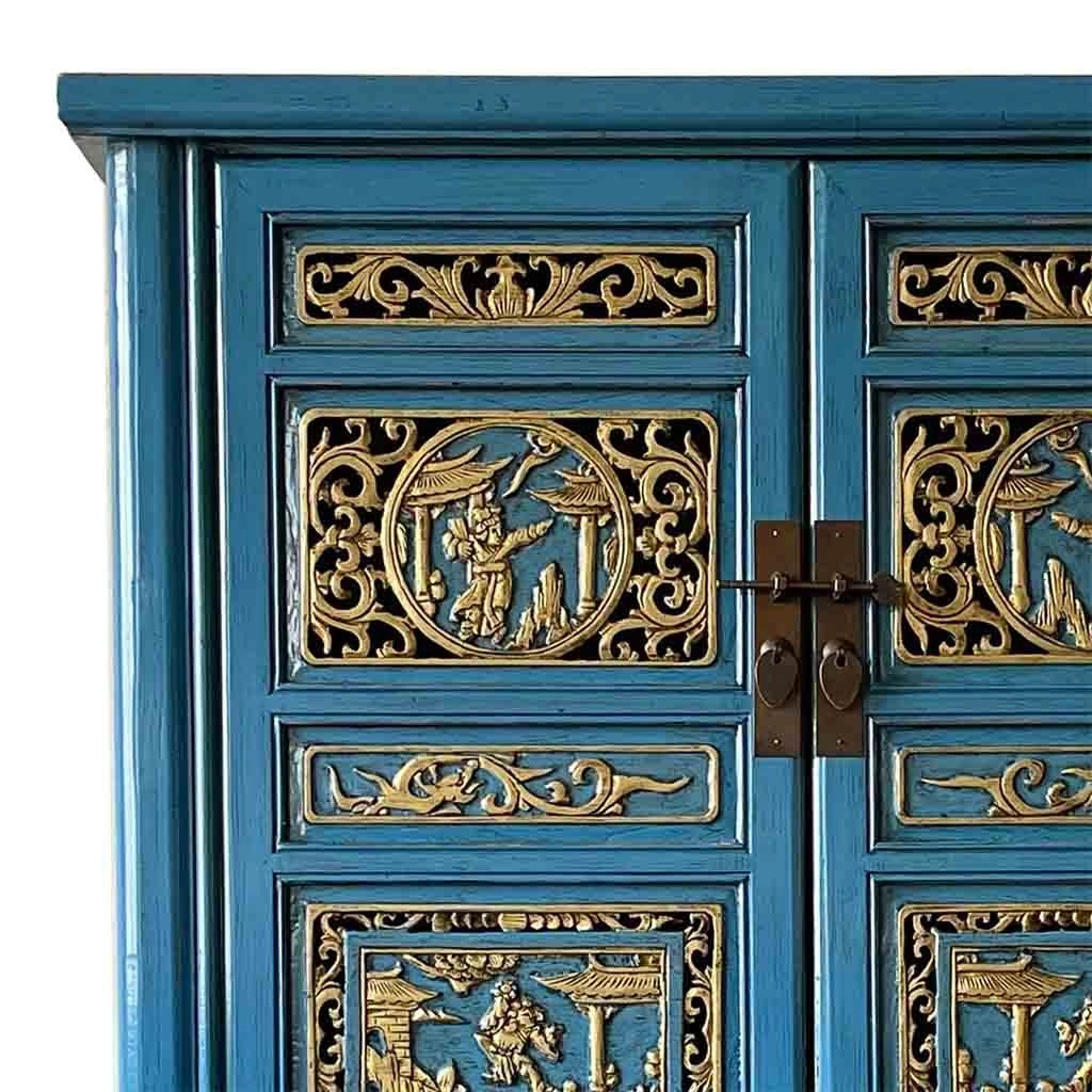 Armadio in legno blu 100x43x170h
