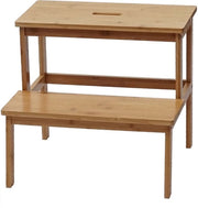 Scaffale di appoggio MCW-B87, scala di appoggio, banco di appoggio, appoggio in legno, appoggio in bambù 43x47x38 cm
