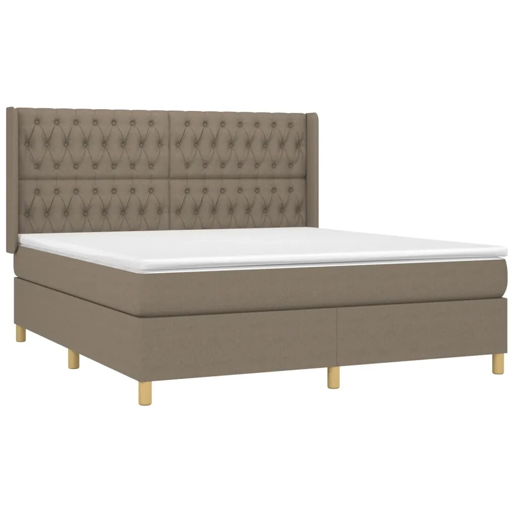 Letto a Molle con Materasso e LED Tortora 180x200 cm in Tessuto 3139137