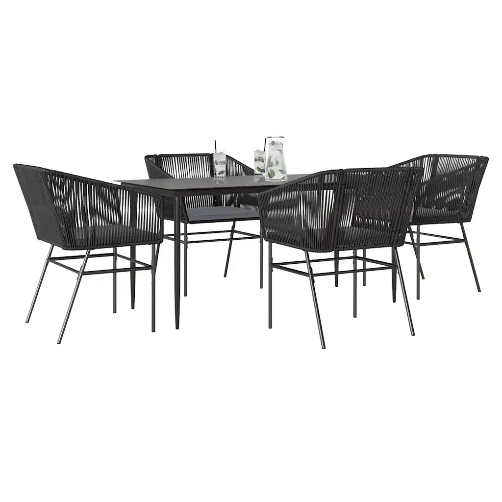 Set da Pranzo da Giardino con Cuscini 5 pz | Set Salotto da Giardino Polyrattan Vetro