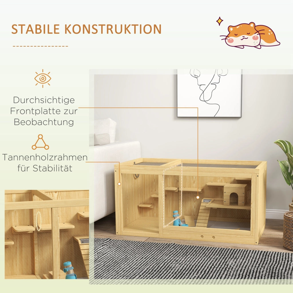 Gabbia per Piccoli Animali Roditori ¨C zephmum ¨C 100x50x50 cm Legno Naturale