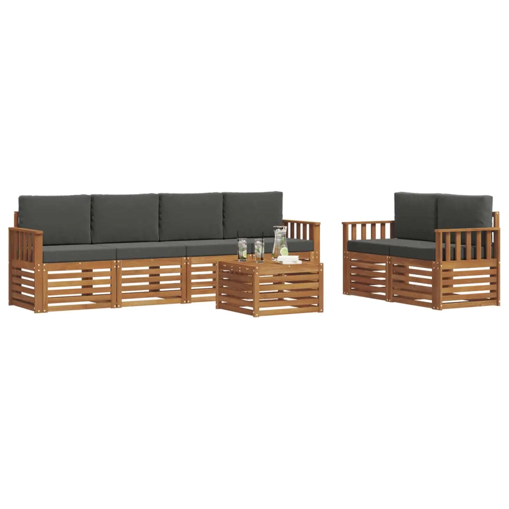 Set di divani da esterno con cuscino Naturale e Antracite 3374402