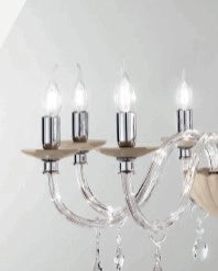 LAMPADARIO LIVIA 3 LUCI TORTORA- TRASPARENTE E CROMO ATTACCO E14 D.60CM