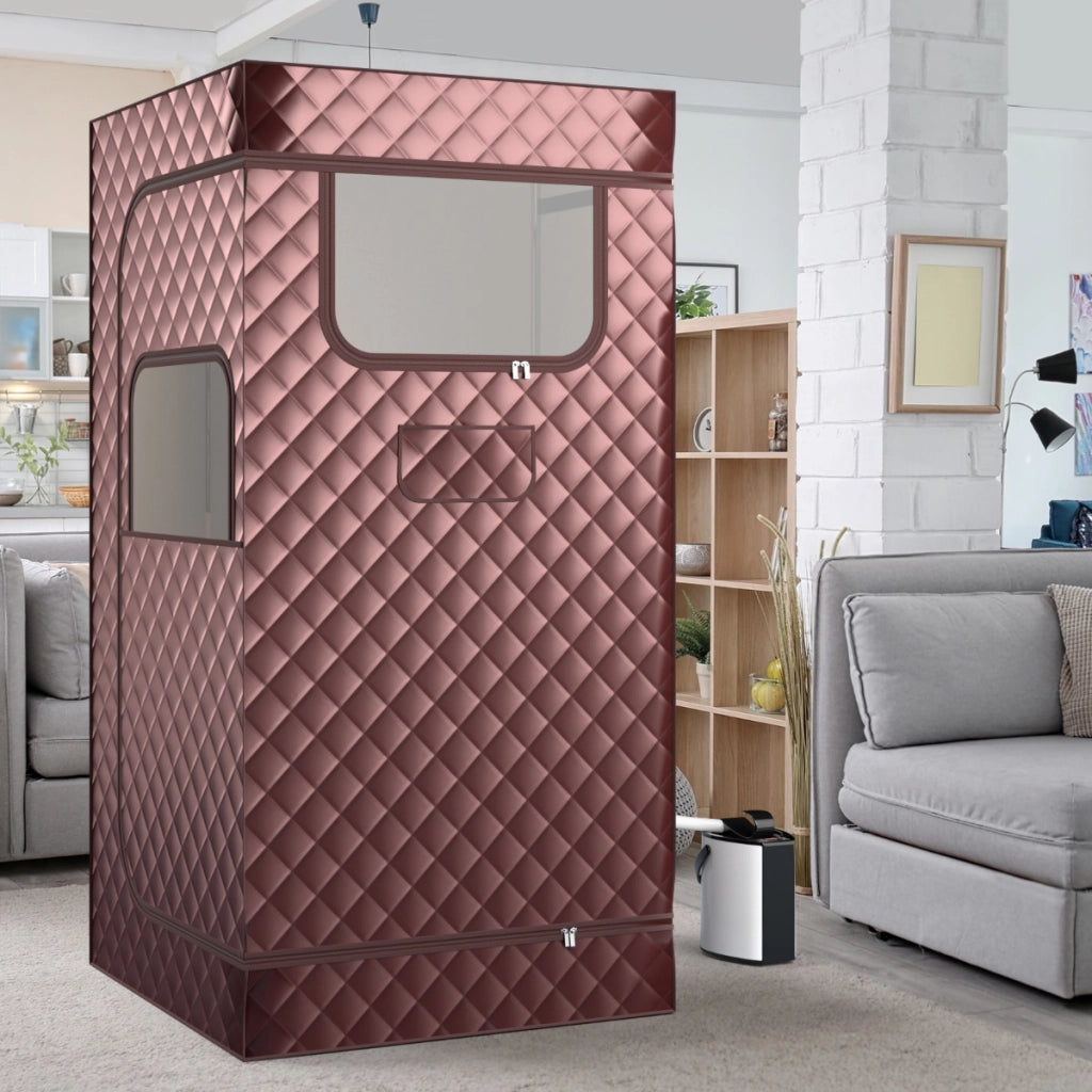 Sauna portatile a vapore per casa con generatore di vapore da 3L telecomando, Box sauna completo 1 posto Caff¨¨-Massaggi e relax