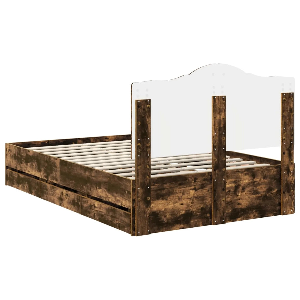 Letto matrimoniale | Letto per adulti | Struttura del letto Quercia Affumicata 135 x 190 cm
