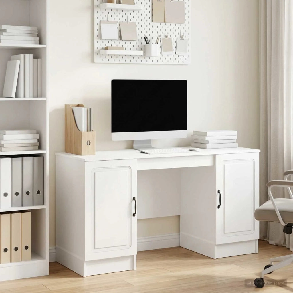 Scrivania Bianco Lucido 142,5 x 50 x 75 cm Legno ingegnerizzato 3414643