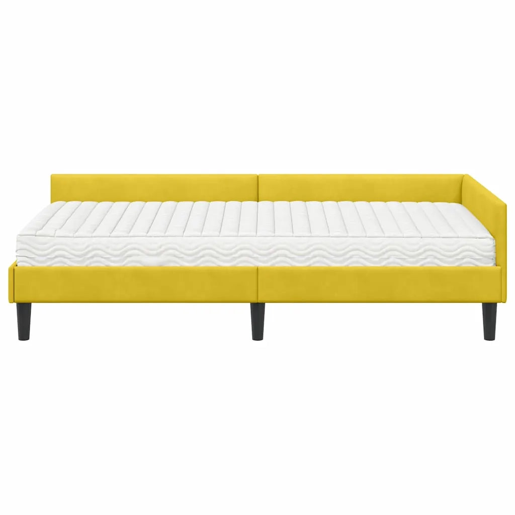Struttura Letto Angolare con Materasso 2 pz-Giroletto con materasso Giallo Velluto 781718